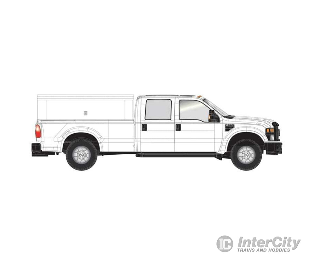 Atlas 35000001 Ford(R) F-350 Crew-Cab Pickup Truck - Assembled -- White With Utility Cap Cars &