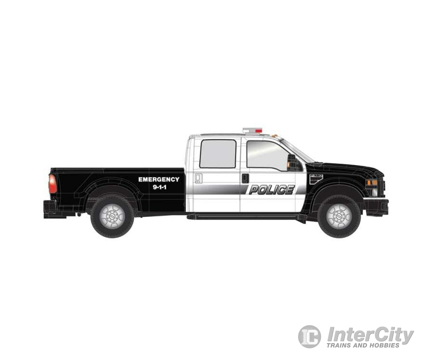 Atlas 35000008 Ford(R) F-350 Crew-Cab Pickup Truck - Assembled -- Police (Black White) Cars & Trucks