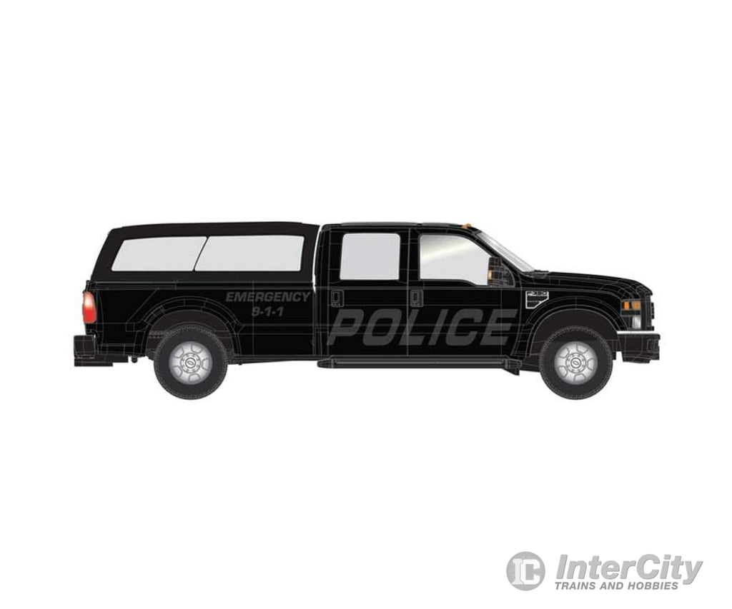 Atlas 35000009 Ford(R) F-350 Crew-Cab Pickup Truck - Assembled -- Stealth Police With Cap (Black