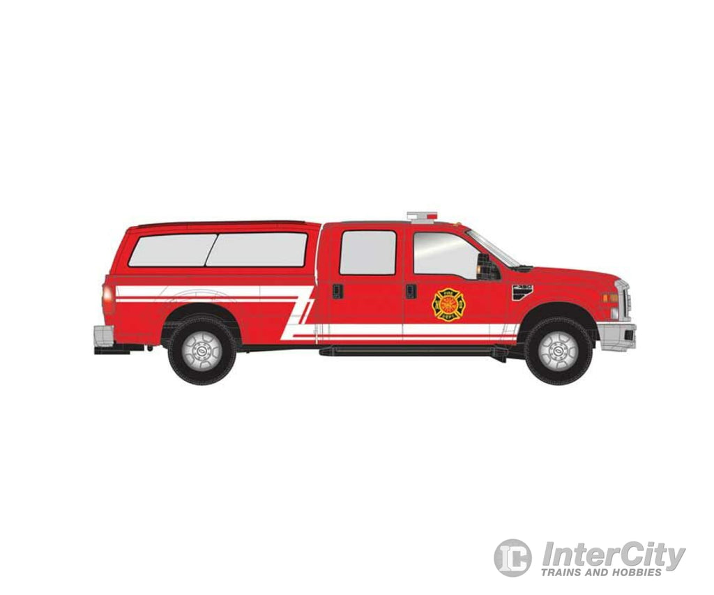 Atlas 35000010 Ford(R) F-350 Crew-Cab Pickup Truck - Assembled -- Fire With Z-Stripe And Cap (Red