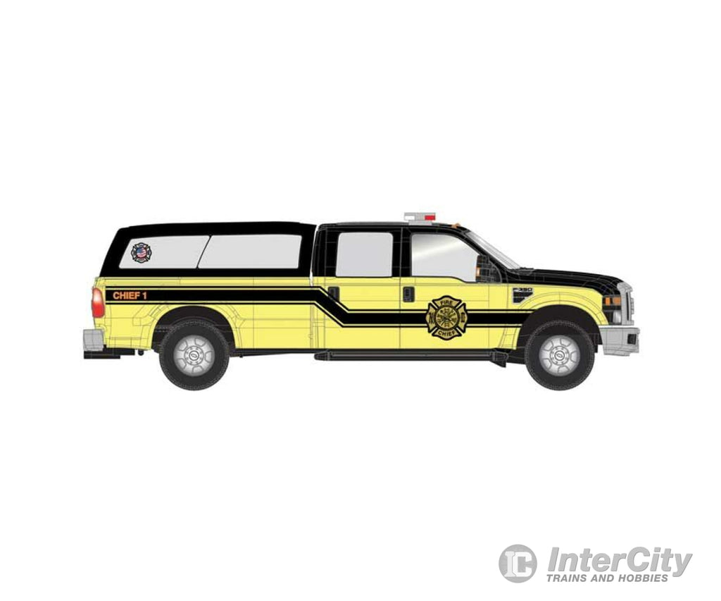 Atlas 35000011 Ford(R) F-350 Crew-Cab Pickup Truck - Assembled -- Fire Chief Command Unit (Yellow