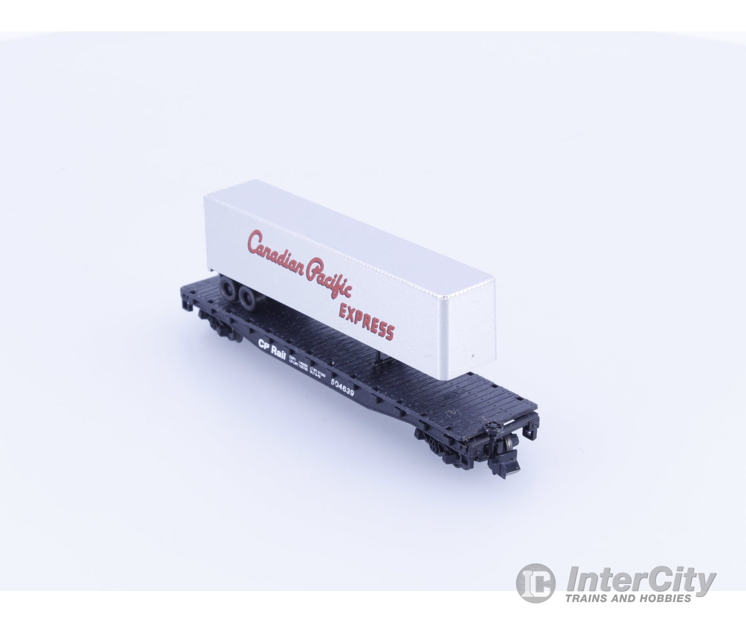 Atlas 3777 N 53’ Flatcar with 40’ Semi Trailer Canadian Pacific (CP) 504639 Freight Cars