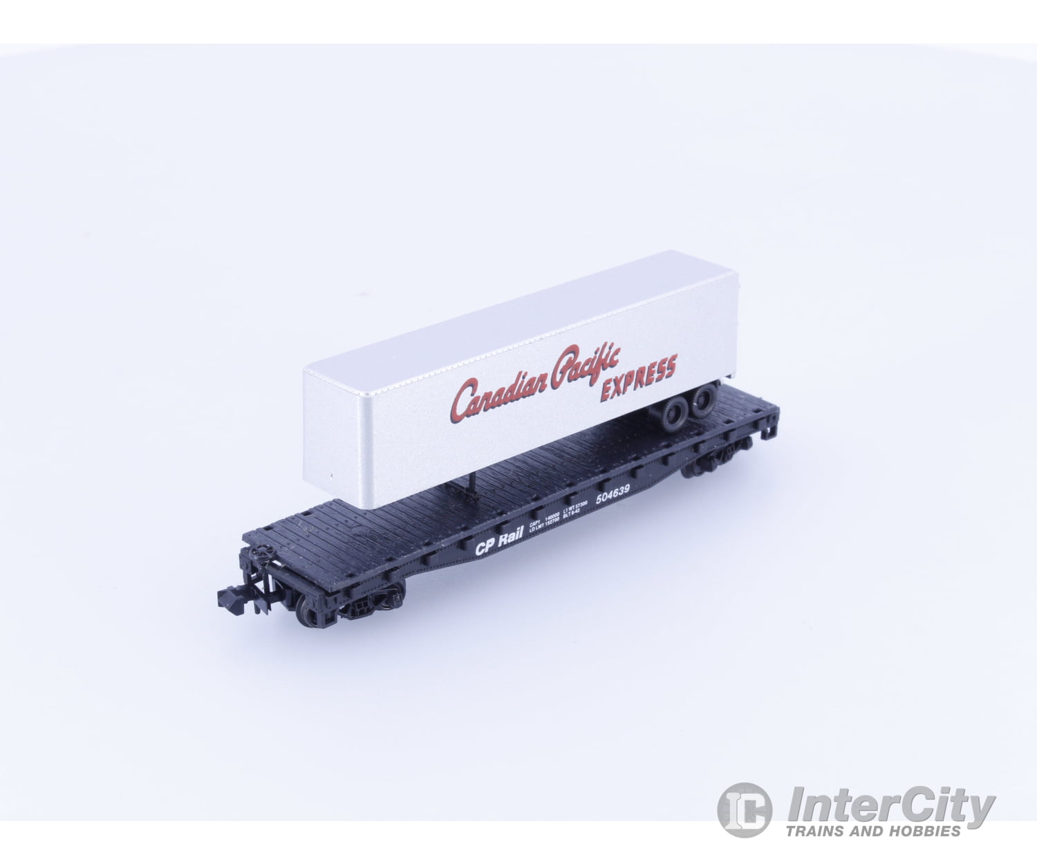 Atlas 3777 N 53’ Flatcar with 40’ Semi Trailer Canadian Pacific (CP) 504639 Freight Cars