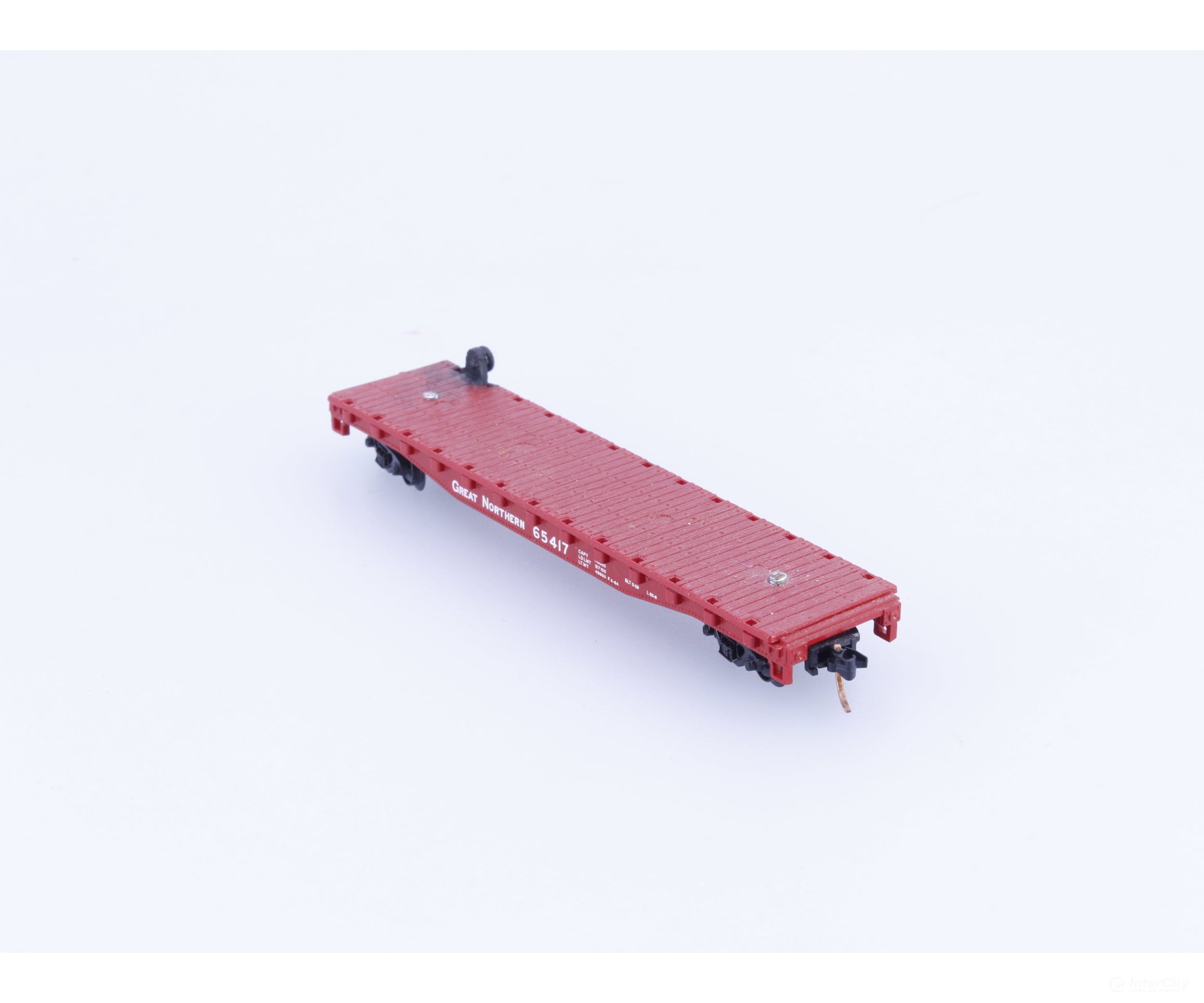 Atlas 38071 N 50’ Flatcar with Stakes Great Northern (GN) 65417 Freight Cars