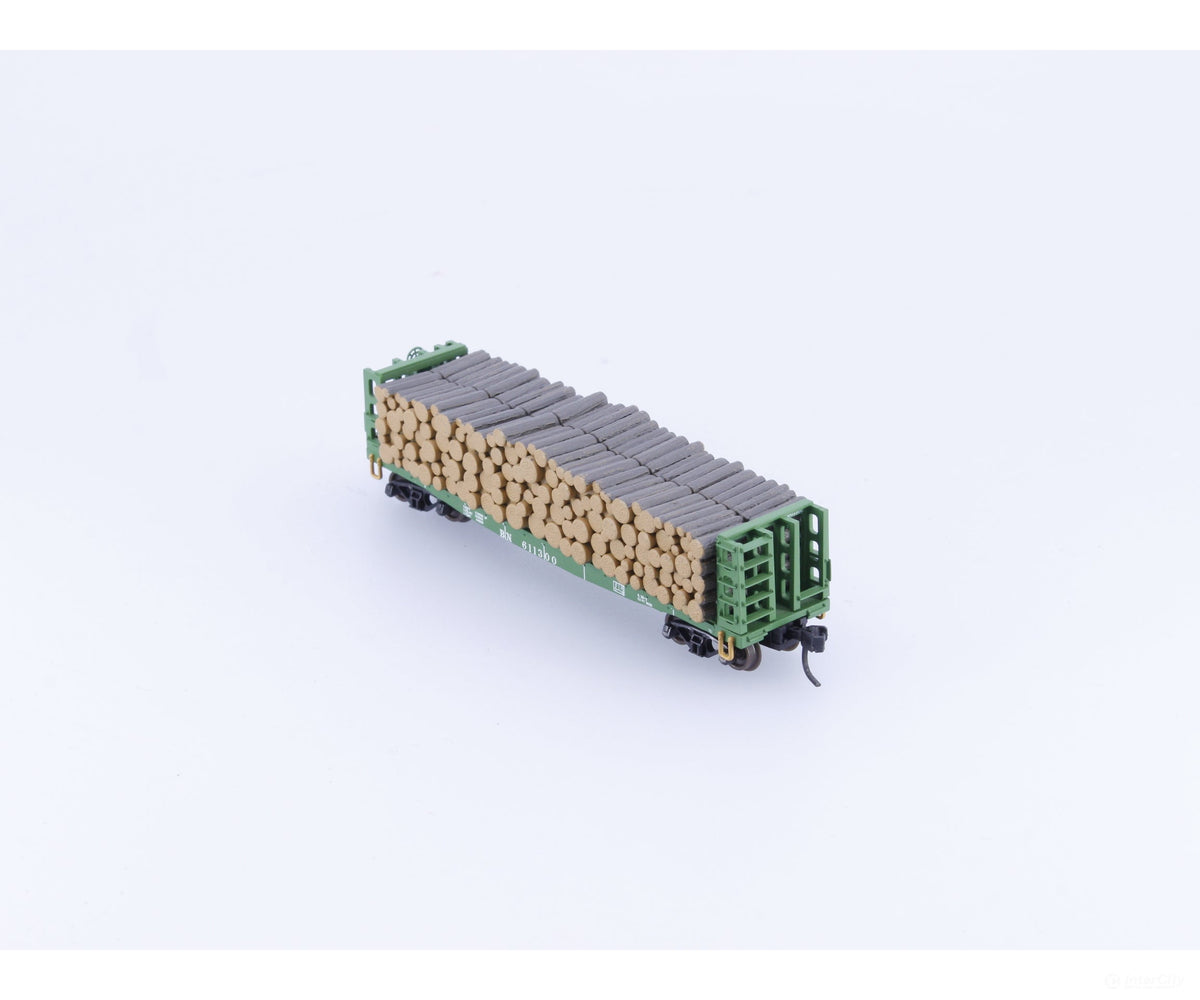 Atlas 38401 N Bulkhead Flat Car w/ Pulpwood Load Burlington Northern (BN) 611300 - Freight Cars