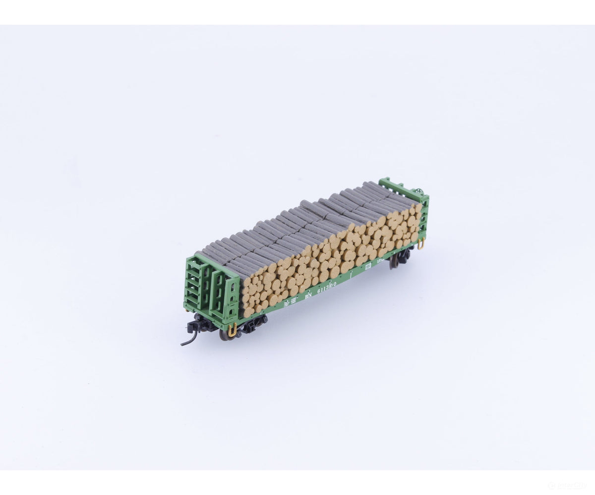 Atlas 38401 N Bulkhead Flat Car w/ Pulpwood Load Burlington Northern (BN) 611300 - Freight Cars