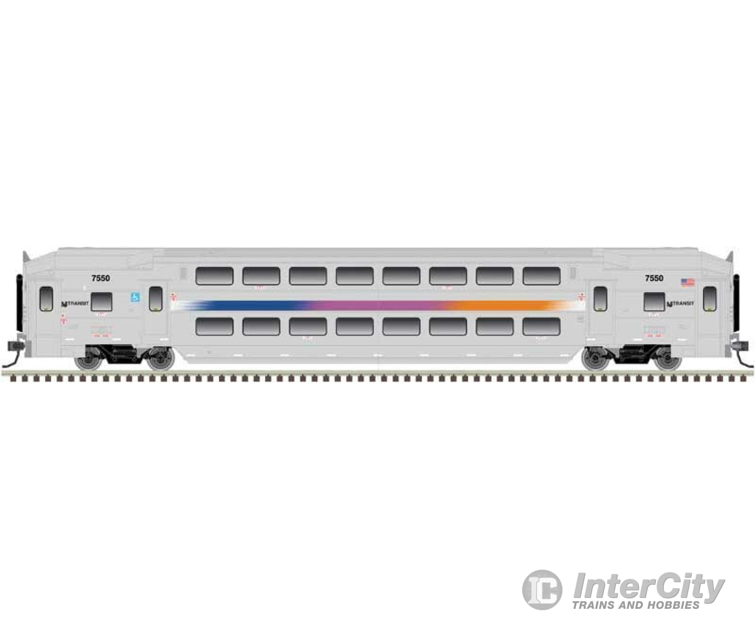 Atlas 40004061 Multi-Level Commuter Coach Trailer - Ready To Run -- New Jersey Transit 7619 (Silver