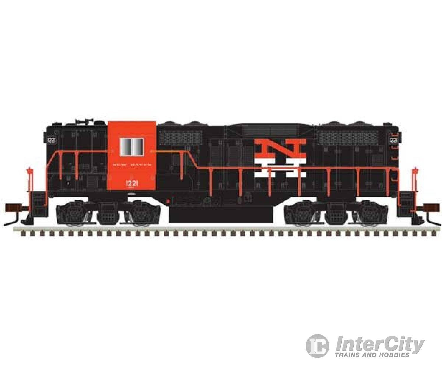 Atlas 40005350 Emd Gp9 - Standard Dc -- New Haven #1210 (Black Orange White) Locomotives & Railcars