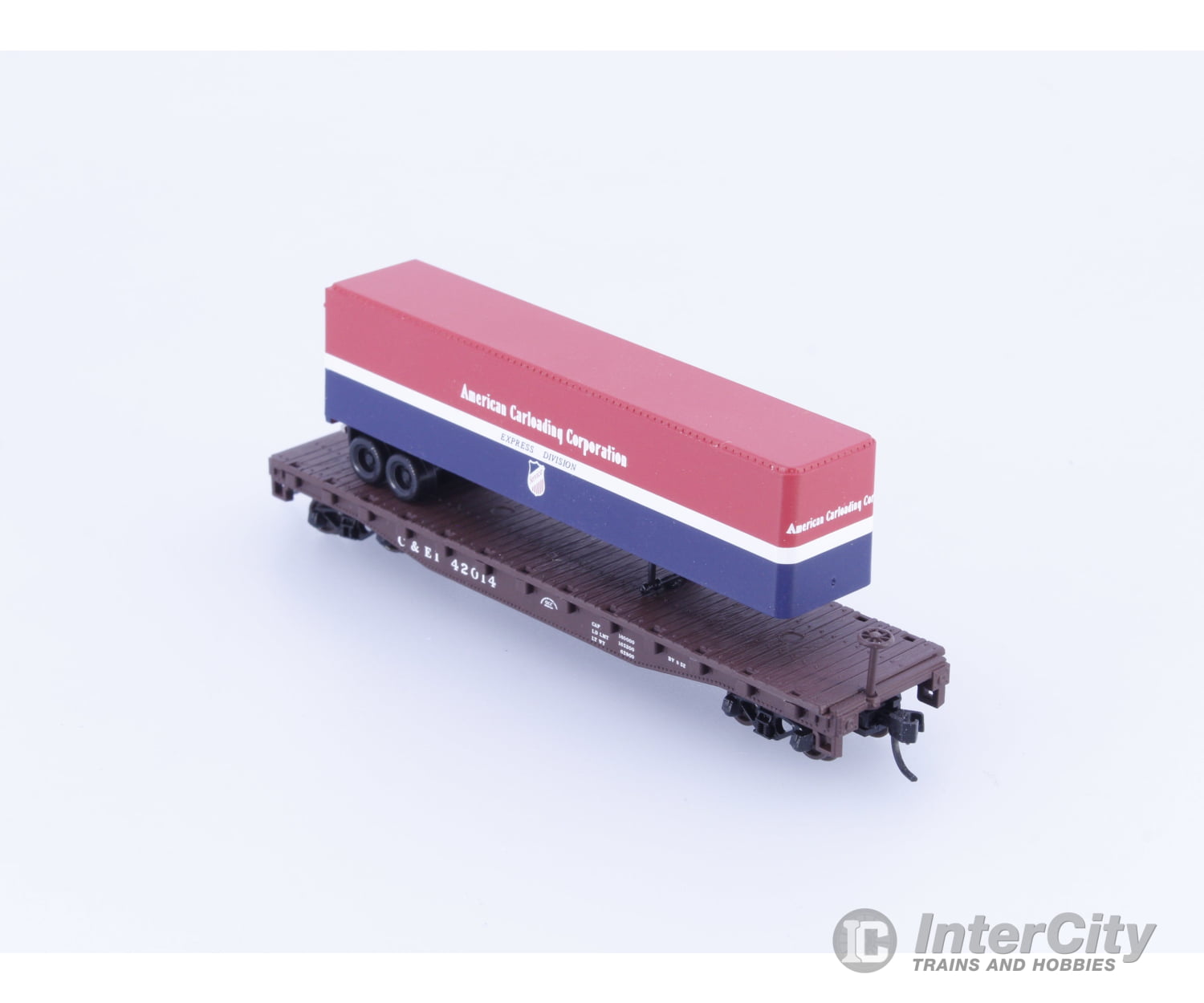 Atlas 50001452 N Piggyback Flatcar with 40’ Trailer Chicago & Eastern Illinois (CEI) 42014 Freight Cars