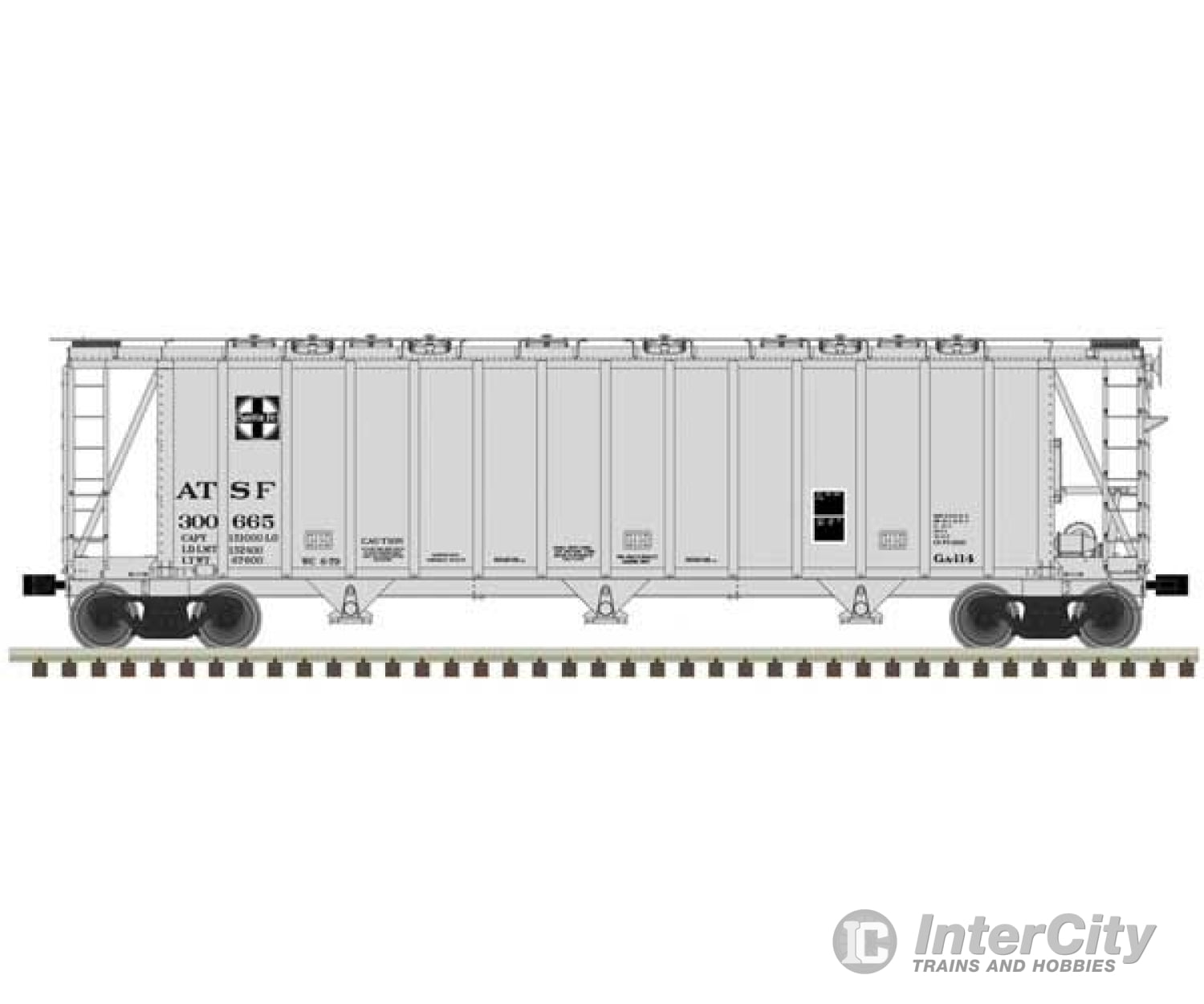 Atlas 50006335 General American 3500 Dry-Flo 3-Bay Covered Hopper - Ready To Run -- Santa Fe #300665