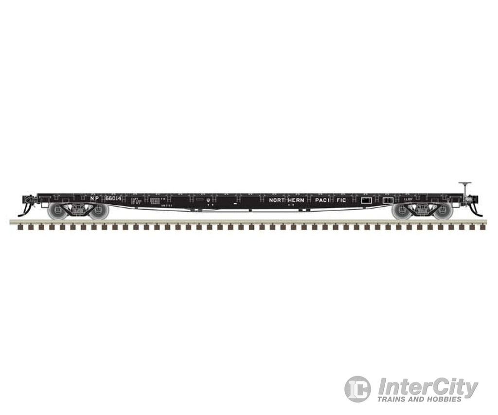 Atlas 50006435 Gsi 60 Flatcar - Ready To Run -- Northern Pacific #66000 (Black White) Freight Cars