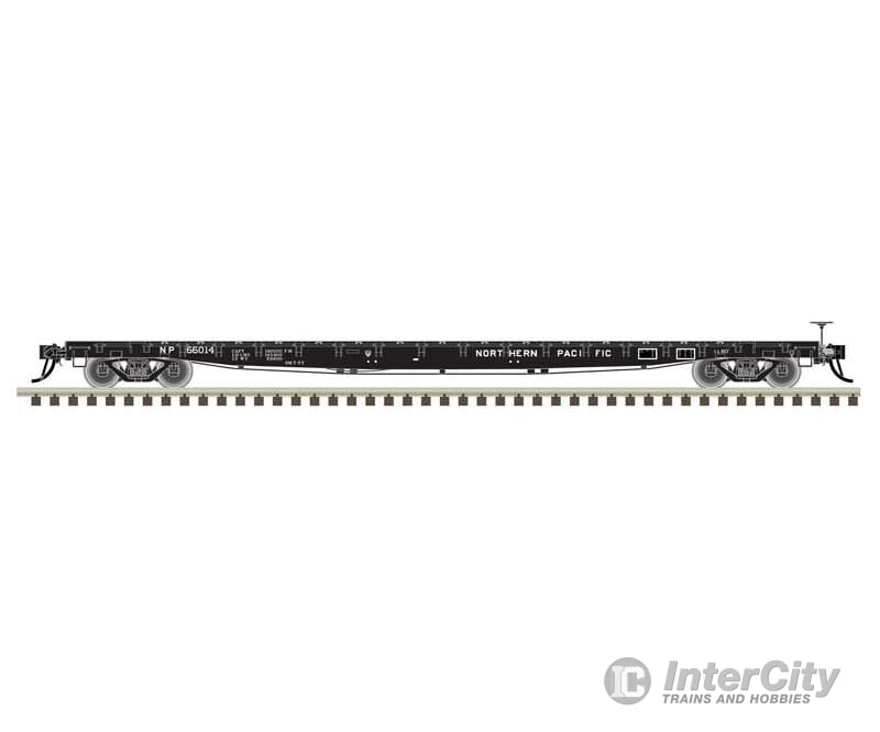 Atlas 50006437 Gsi 60 Flatcar - Ready To Run -- Northern Pacific #66014 (Black White) Freight Cars