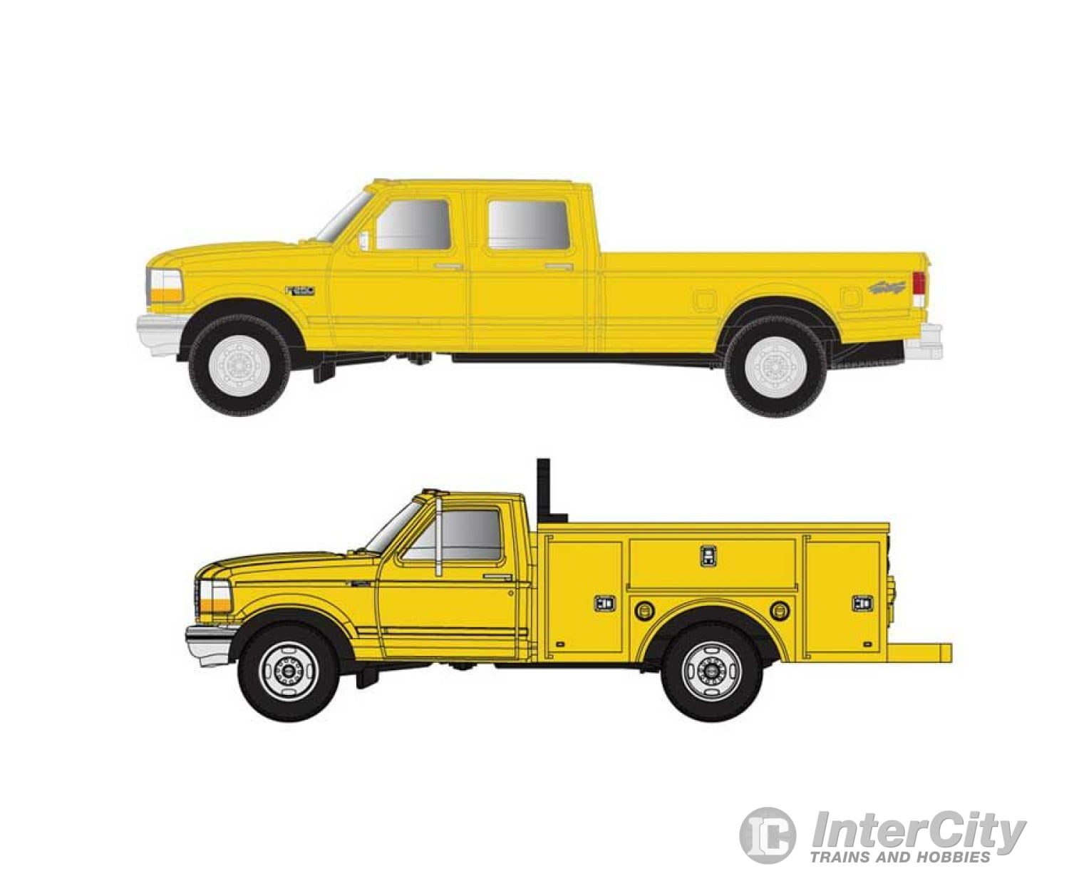 Atlas 60000150 1990S Ford(R) F-250 - F-350 Standard Cab Pickup Set Assembled -- Safety Yellow Cars &