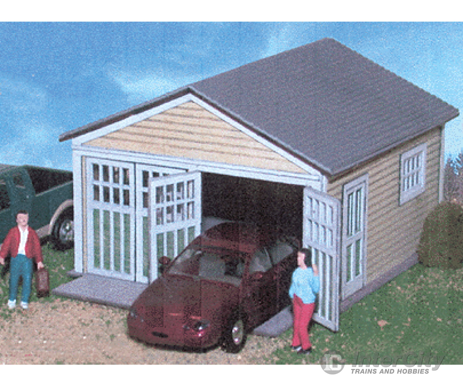 Atlas 740 Garage - Laser-Cut Micro Plywood Kit; Pkg(2) -- 2-Car For Kates Colonial Home (Sold