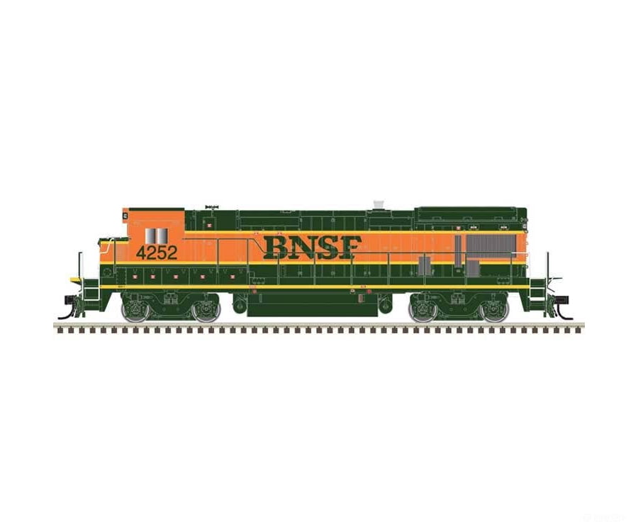 Atlas HO 10004695 GE B23-7 Low Nose - Standard DC - Master(R) Silver - BNSF Railway #4252 (H1 orange green yellow)