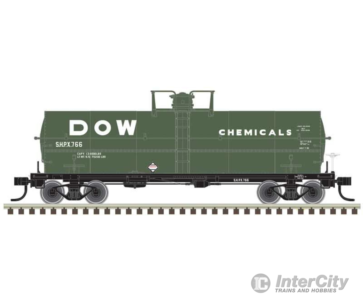 Atlas Ho 20004671 11 000-Gallon Tank Car With Platform - Ready To Run Master(R) -- Dow Chemical Shpx