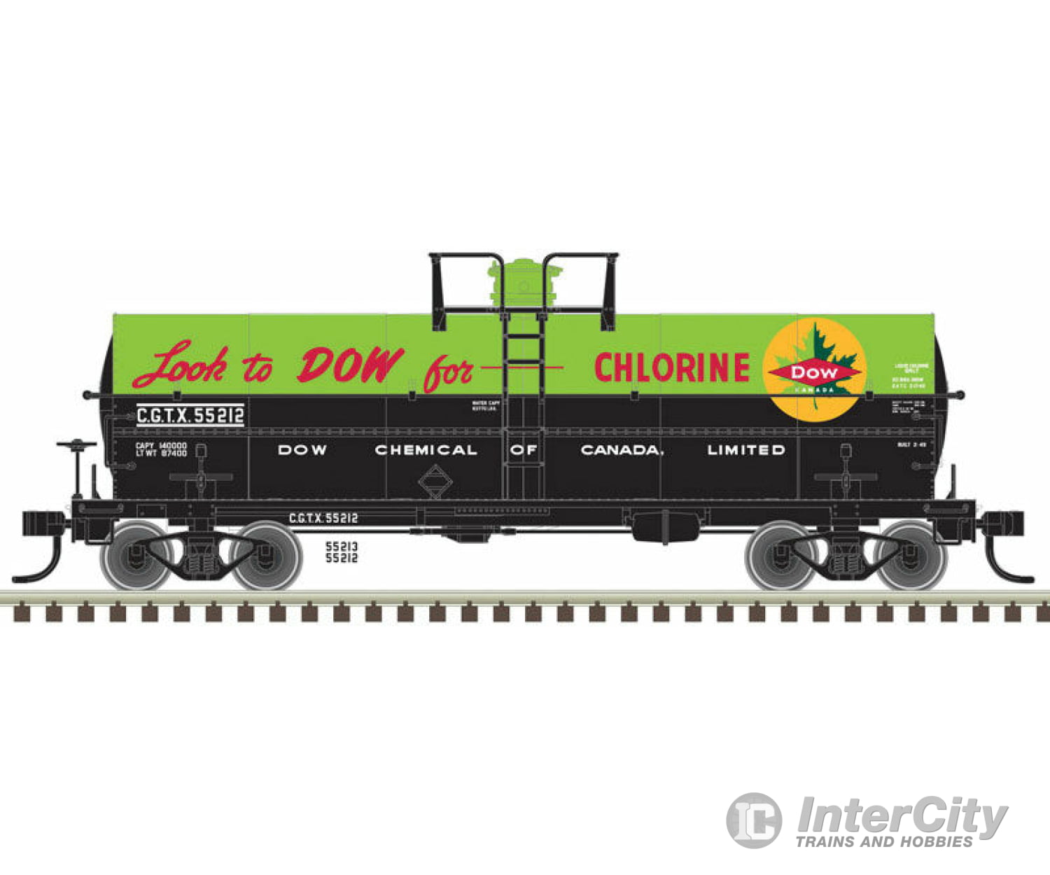 Atlas Ho 20005483 11 000-Gallon Tank Car No Platform - Ready To Run Master(R) -- Dow Canada Cgtx