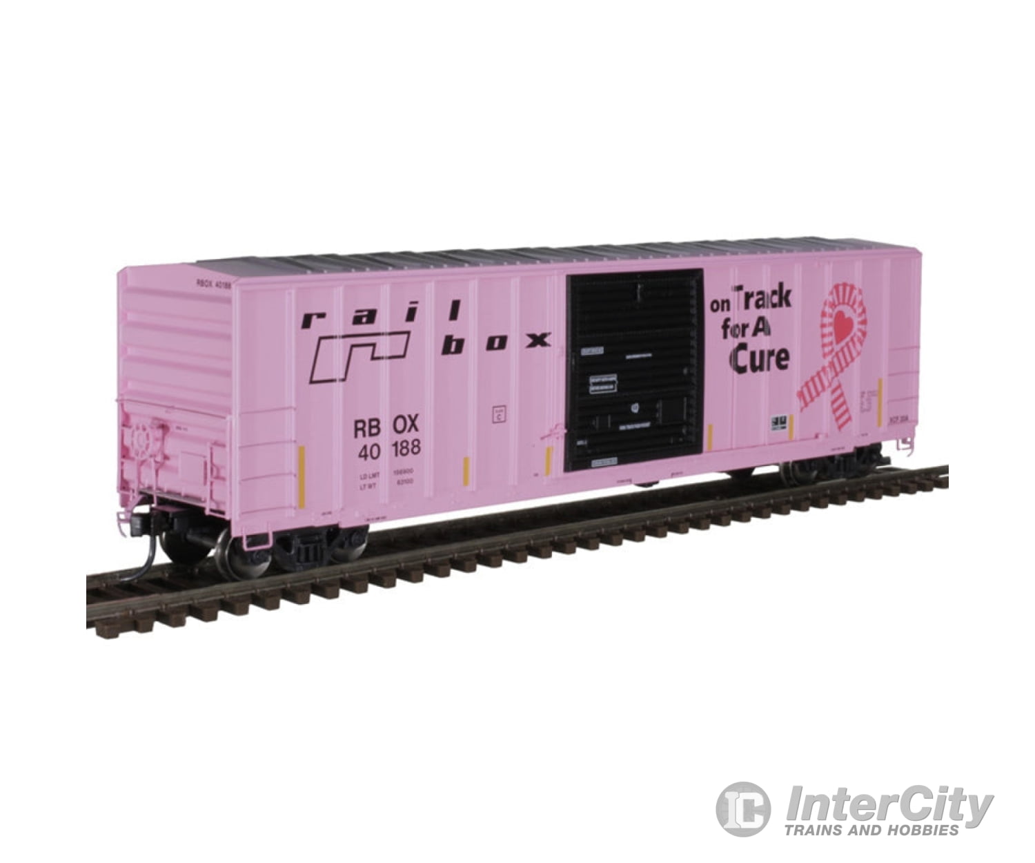 Atlas Ho 20006215 Fmc 5077 Single-Door Boxcar - Ready To Run -- Railbox 40188 (Pink Black On Track