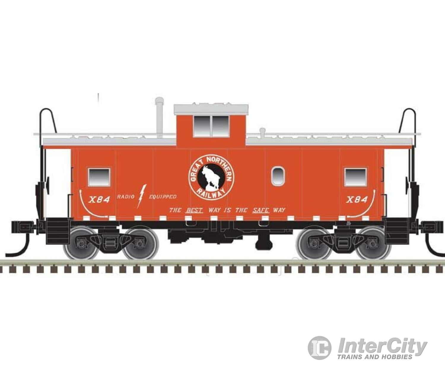 Atlas 20006228 Standard-Cupola Caboose - Ready To Run Master(R) -- Great Northern X84 (Red White)