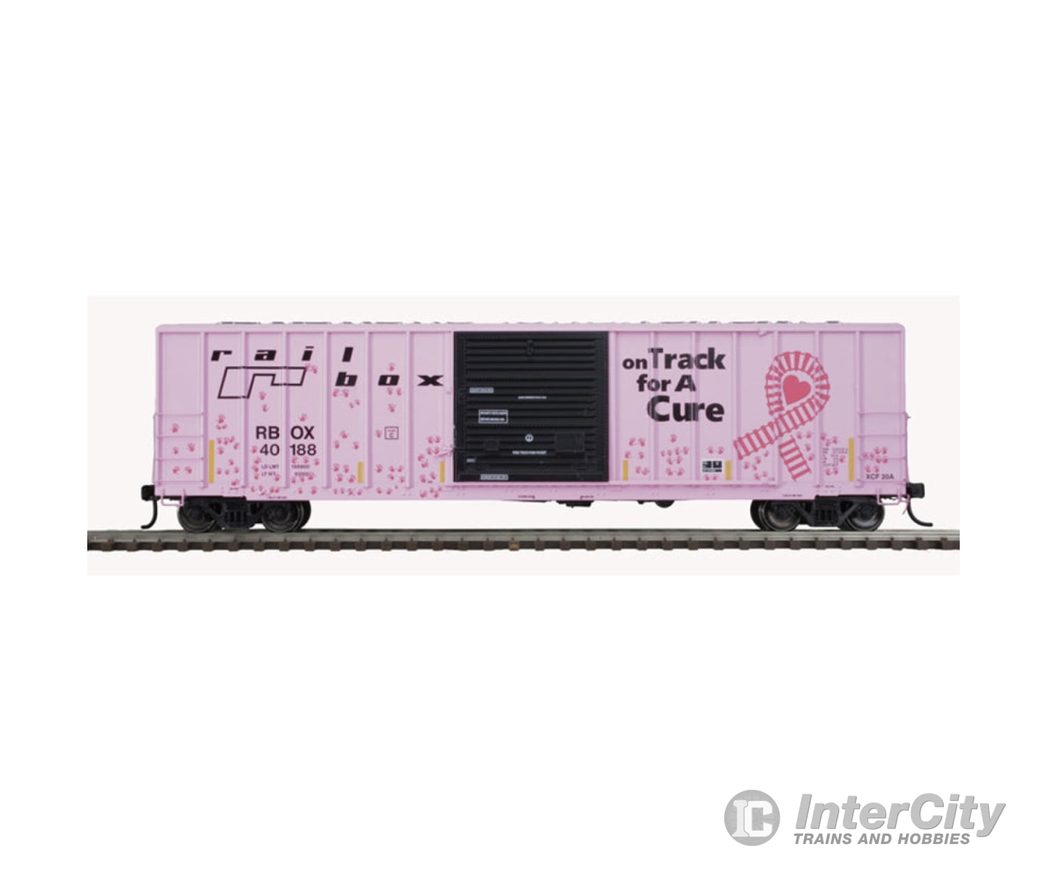 Atlas Ho 20006236 Fmc 5077 Single-Door Boxcar - Ready To Run -- Railbox 40188 (Pink Black On Track