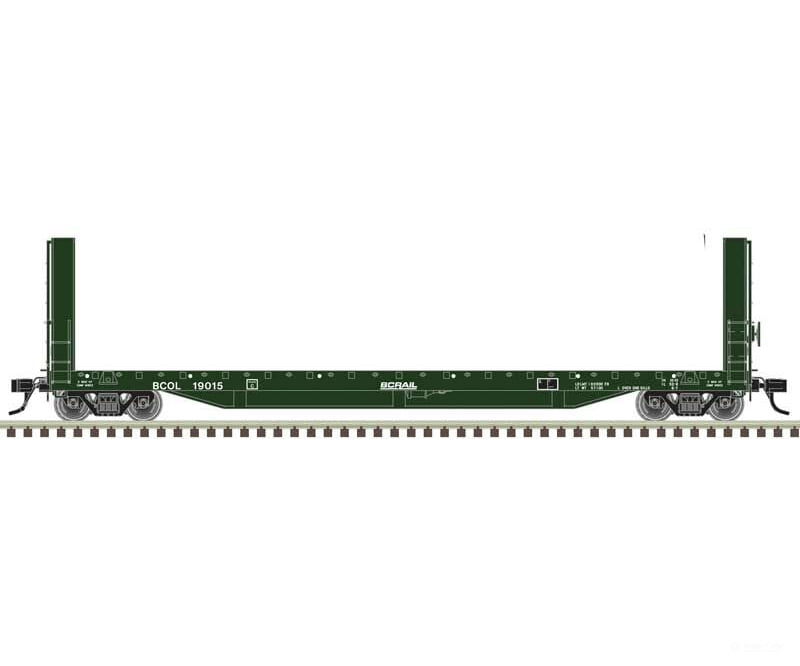 Atlas 20007093 516 Bulkhead Flatcar - Ready To Run Master(R) -- Bc Rail #19062 (Green White) Freight