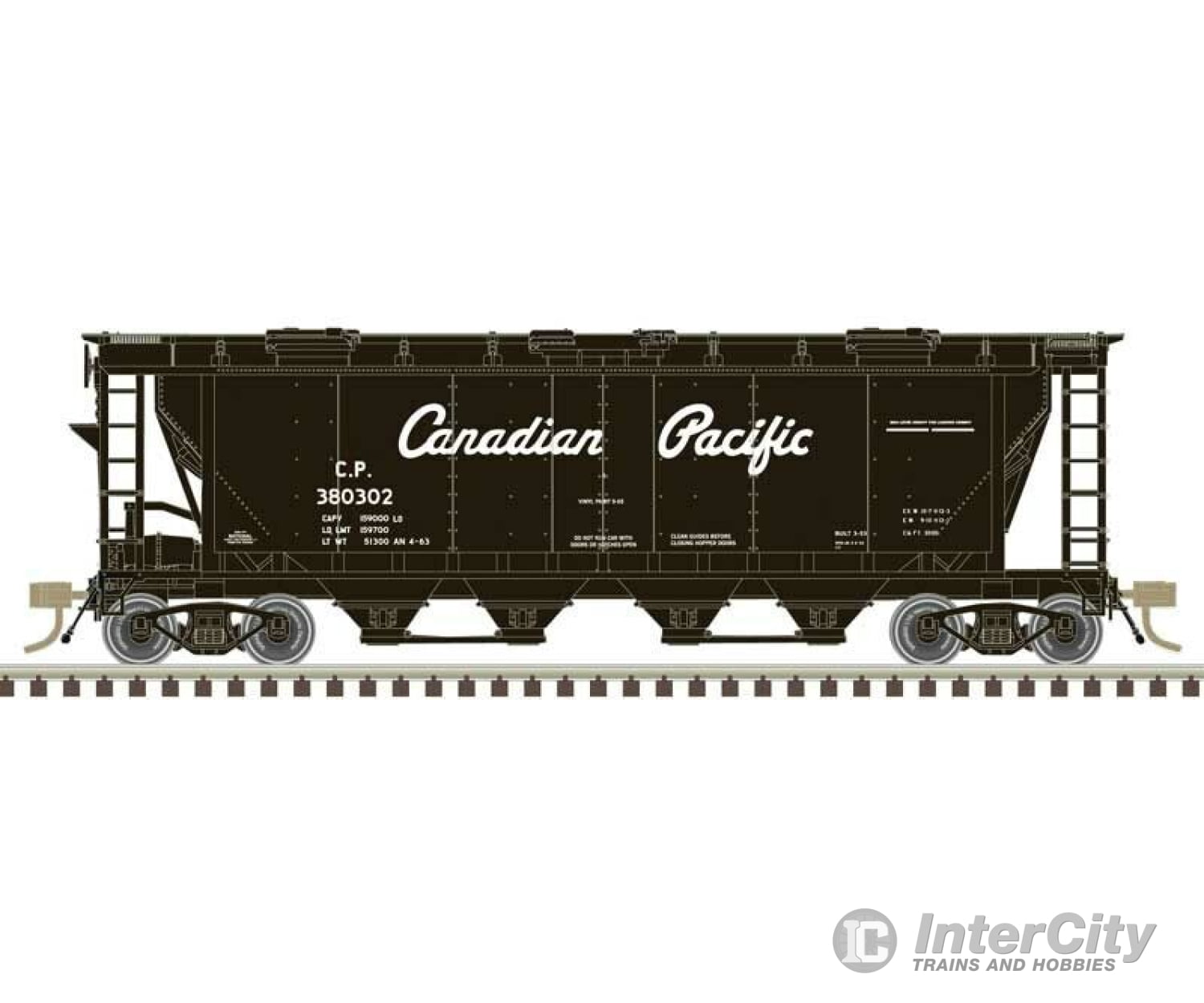 Atlas 20007159 Slab-Side Covered Hopper - Ready To Run Master(R) -- Canadian Pacific #380302 (Black