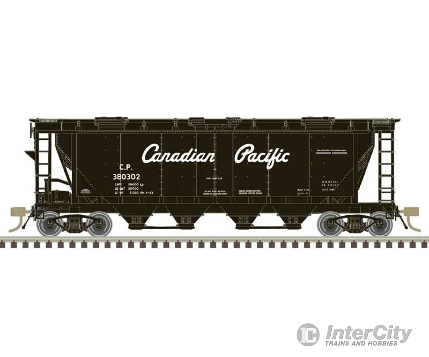 Atlas Ho 20007159 Slab-Side Covered Hopper - Ready To Run Master(R) -- Canadian Pacific #380302