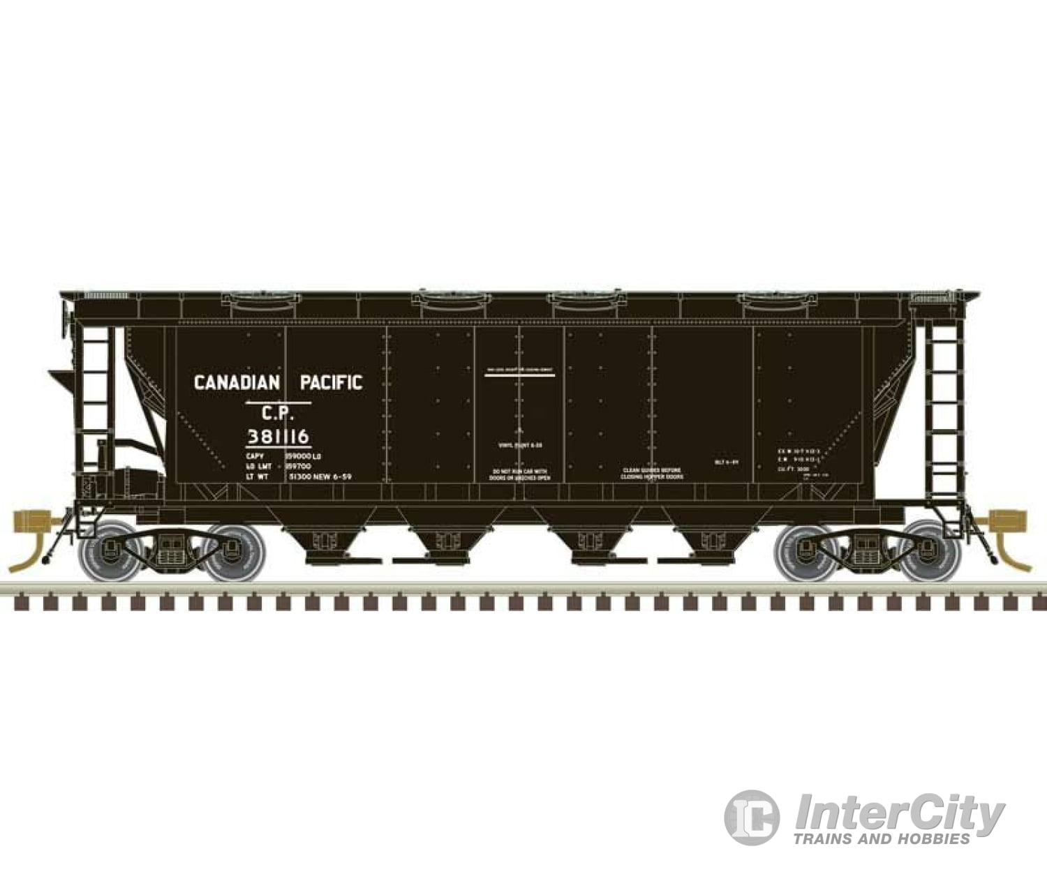 Atlas Ho 20007165 Slab-Side Covered Hopper - Ready To Run Master(R) -- Canadian Pacific #381116