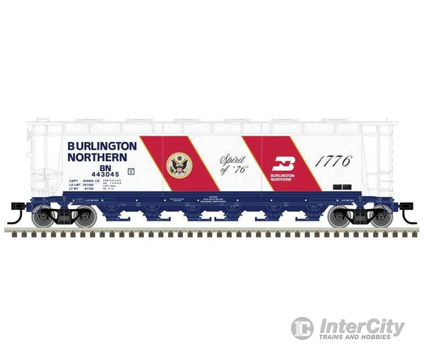 Atlas HO 20007232 ACF 6-Bay Cylindrical Hopper - Burlington Northern #443045 (Fantasy Bicentennial white red blue)