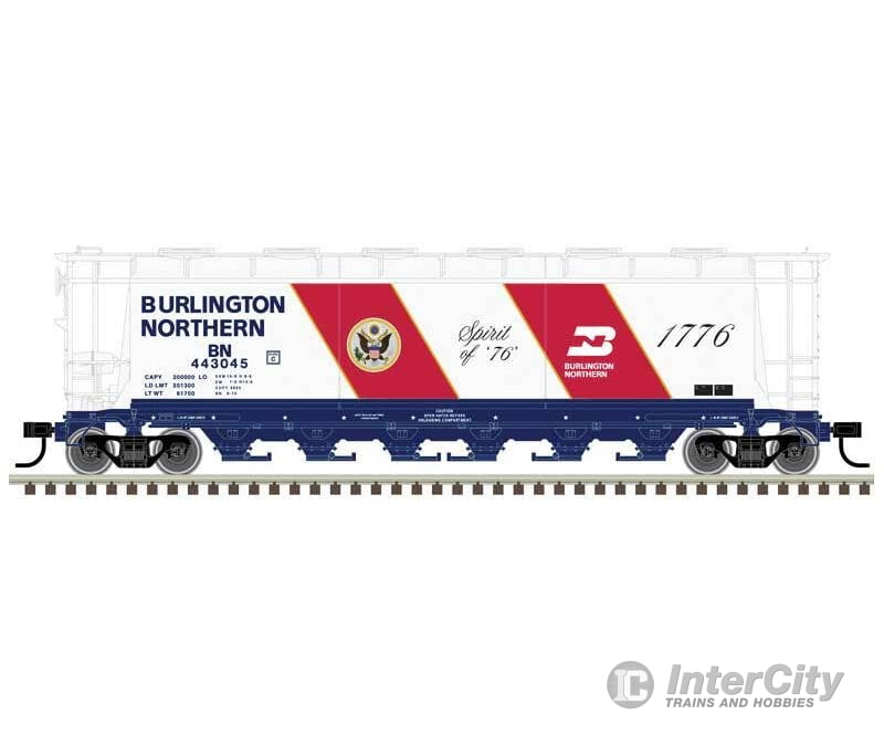 Atlas HO 20007232 ACF 6-Bay Cylindrical Hopper - Burlington Northern #443045 (Fantasy Bicentennial white red blue)