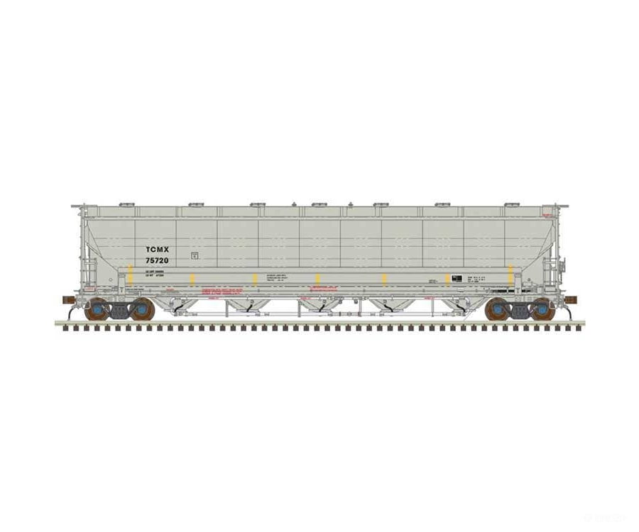 Atlas HO 20007500 Trinity 5660 PD Covered Hopper - CIT Group TCMX #75719 (gray black yellow conspicuity stripes)