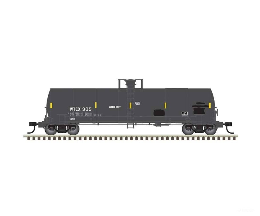 Atlas HO 20007571 ACF 17,360-Gallon Tank Car - Master(R) - Weyerhaeuser WTCX #908 (gray white yellow) Freight Cars