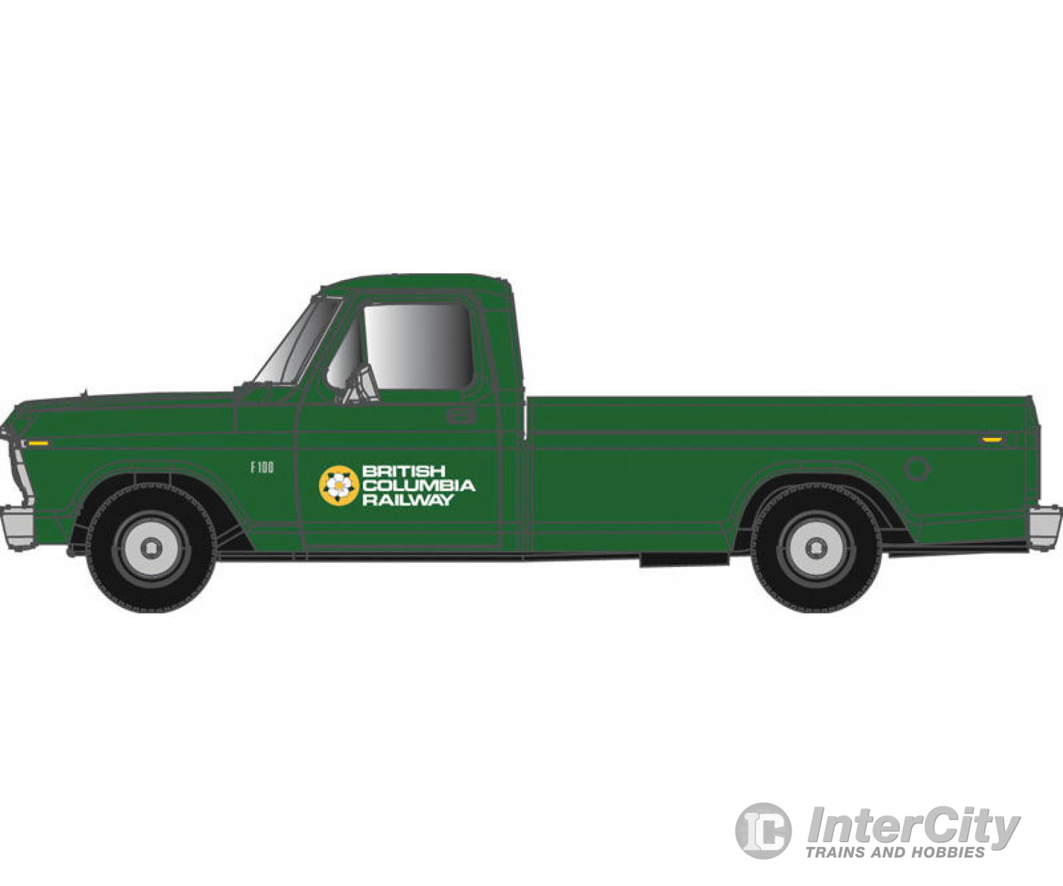 Atlas Ho 30000133 1973 Ford F-100 Pickup Truck - Assembled -- British Columbia Railway (Green) Cars