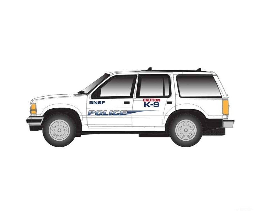 Atlas HO 30000156 1993 Ford(R) Explorer - Assembled - BNSF Railway Police (white blue red) - Cars & Trucks