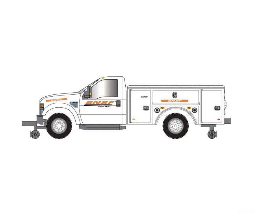 Atlas HO 30000164 2008 Ford(R) F-350 Hi-Rail Pickup Truck - Assembled - BNSF Railway (white orange black Wedge Logo)