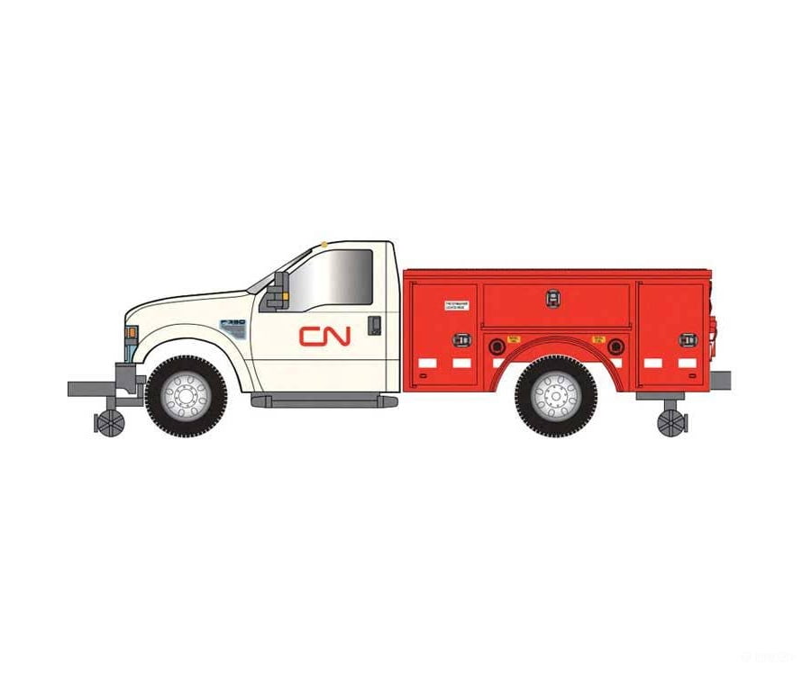 Atlas HO 30000165 2008 Ford(R) F-350 Hi-Rail Pickup Truck - Assembled - Canadian National (white red) - Cars & Trucks