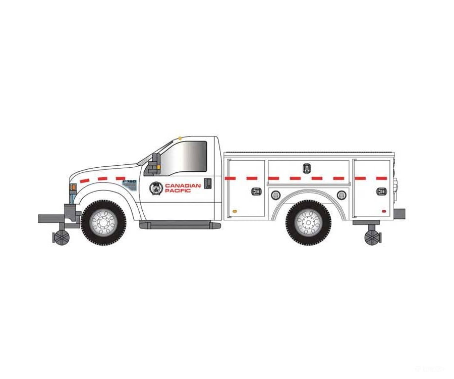 Atlas HO 30000167 2008 Ford(R) F-350 Hi-Rail Pickup Truck - Assembled - Canadian Pacific (white red) - Cars & Trucks