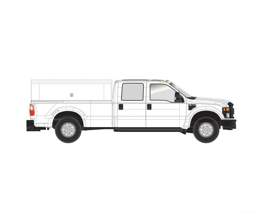Atlas 35000001 Ford(R) F-350 Crew-Cab Pickup Truck - Assembled -- White With Utility Cap Cars &