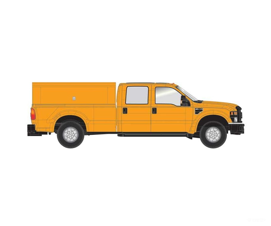 Atlas 35000005 Ford(R) F-350 Crew-Cab Pickup Truck - Assembled -- Safety Orange With Utility Cap