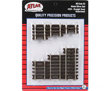 Atlas Ho 524 Code 83 Snap Track - Straight Sections -- 10-Piece Assortment 2 Each: 3/4 1 1-1/4 1-1/2