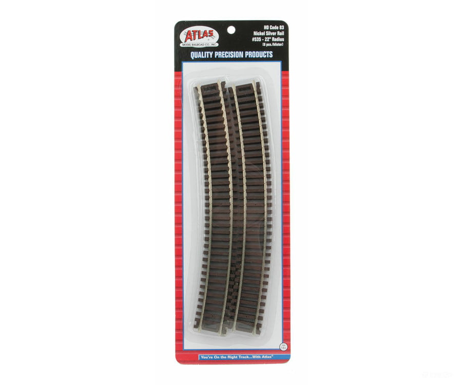 Atlas Ho 535 Code 83 Curved Snap Track -- 22 Radius Pkg(6) & Turnouts