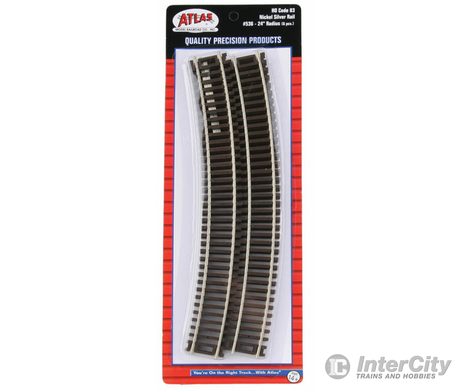 Atlas Ho 536 Code 83 Curved Snap Track -- 24 Radius W/Brown Ties Pkg(6) & Turnouts