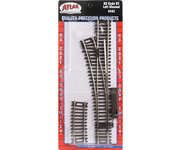 Atlas Ho 542 Code 83 Snap-Switch(R) Manual Turnout -- 18 Radius Left Hand Track & Turnouts