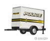 Atlas Ho 60000098 Standard Single-Axle Box Trailer - Assembled -- Police (Black White Yellow; 911 &