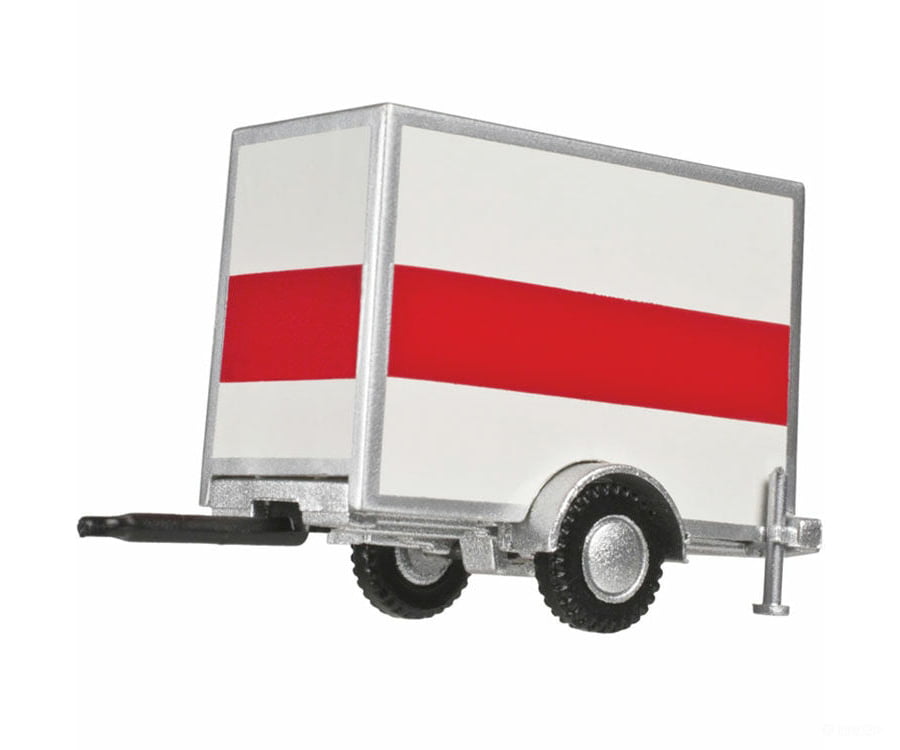 Atlas Ho 60000099 Standard Single-Axle Box Trailer - Assembled -- Orange Stripe Delivery (White