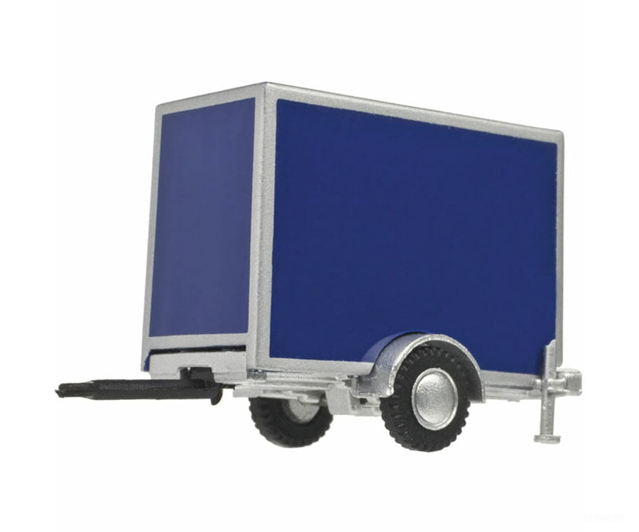 Atlas Ho 60000102 Standard Single-Axle Box Trailer - Assembled -- Blue Freight Loads & Containers