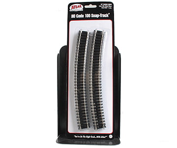 Atlas Ho 837 Code 100 Curved Snap-Track(R) Nickel-Silver Rail -- 24 Radius (Black Ties) Pkg(6) Track