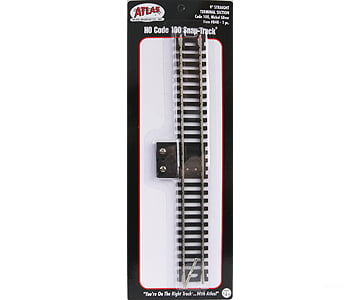 Atlas Ho 840 Terminal Section Snap-Track(R) Nickel-Siver Rail -- 9 Straight Black Ties Track &