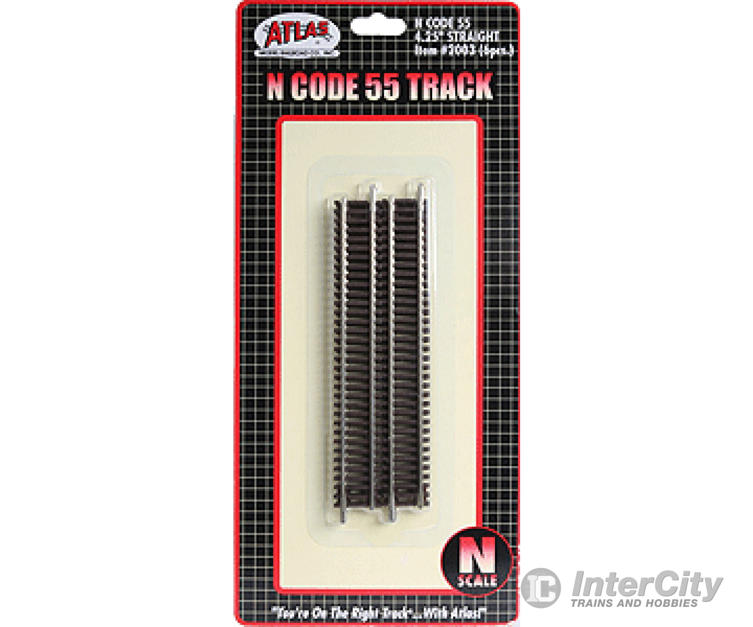 Atlas N 2003 Code 55 Track W/Nickel-Silver Rail & Brown Ties -- Straight - 4-1/2 11.4Cm Pkg(6)