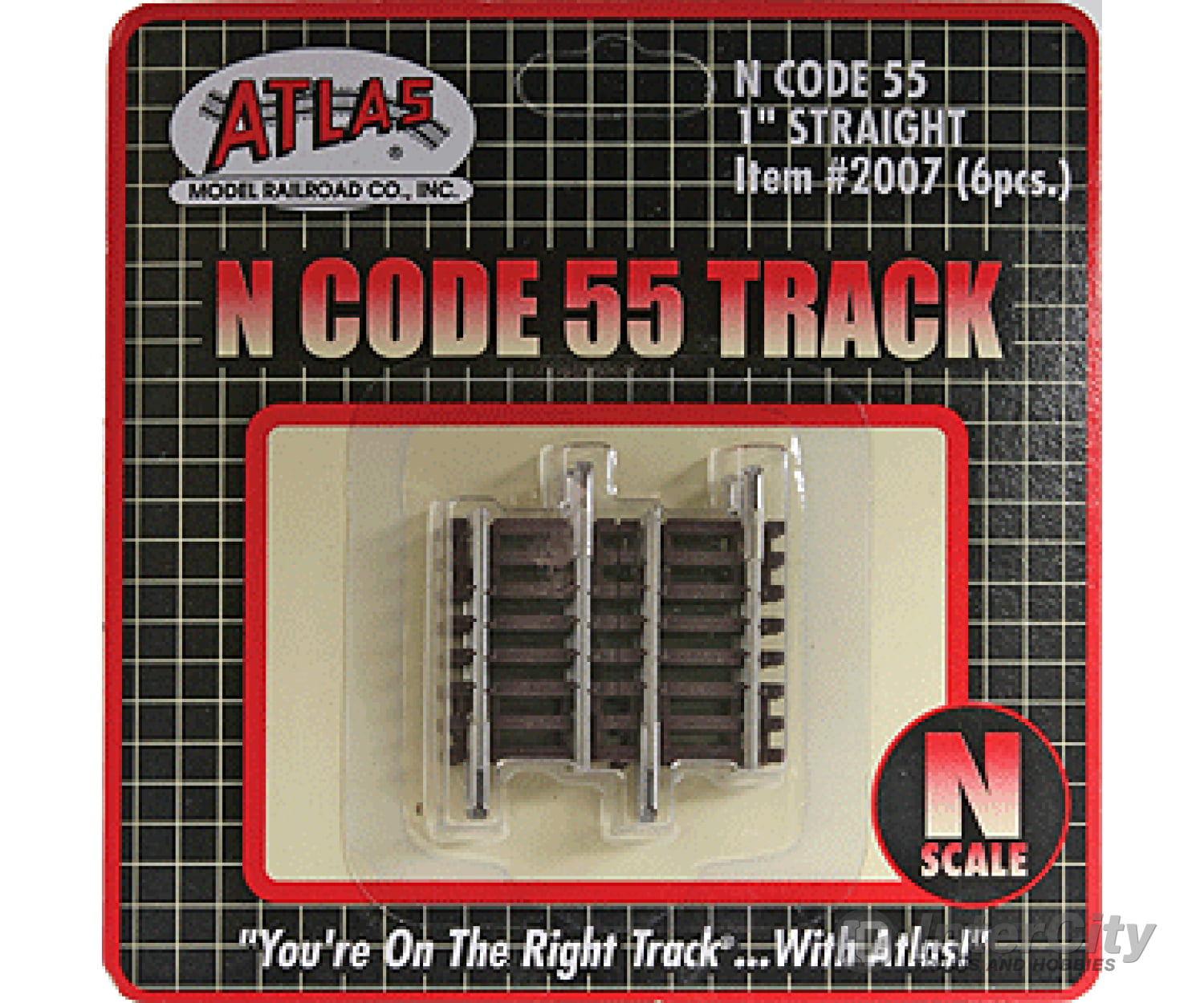 Atlas N 2007 Code 55 Track W/Nickel-Silver Rail & Brown Ties -- Straight - 1 2.5Cm Pkg(6) Turnouts